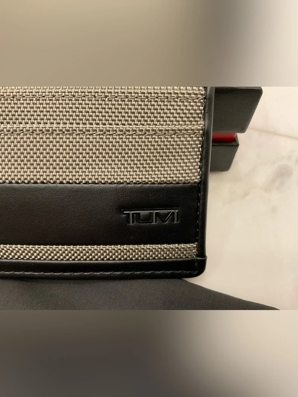 NEW Tumi ALPHA Ballistic Nylon & Leather Slim Card Case - GRAY ALLOY